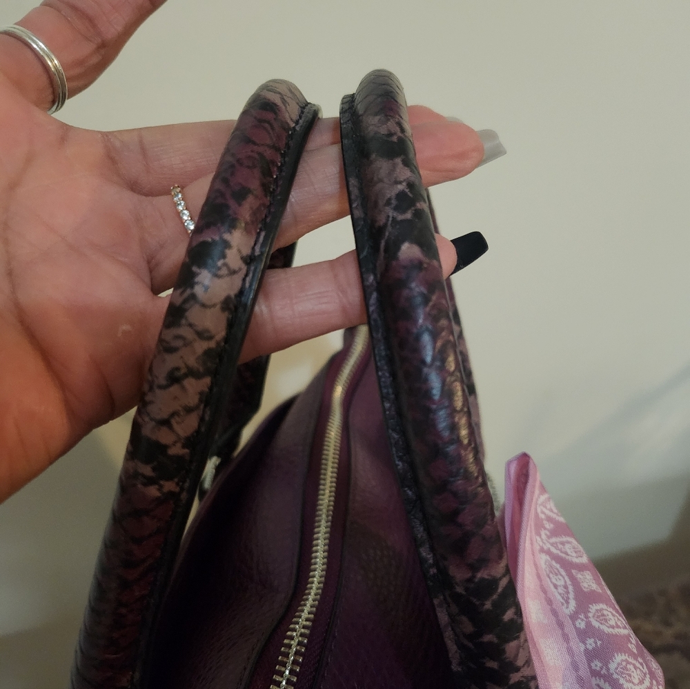 Coach Plum Pebbled Leather 2way Satchel W Twilly EUC - Picture 14 of 16